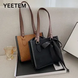 Shoulder Bags Boolar Autumn Winter Fashion Bow Lady Frosted Embroidery Thread Style Women's Bag Messenger Casual Tote