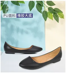 Casual Shoes Point Toe Pu Flat Heel Kvinnlig trendig gummi enda kort stil singel