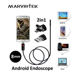 Câmera endoscópica de câmeras Android 8mm 2 em 1 câmera de endoscópio USB HD Snake flexível inspeção de tubo USB Android Phone Borescope Camera HD