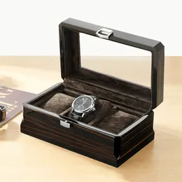 Ember Luxury Wood Grain Watch Box 3 Slots Velure Quartz Mechanical Watch Box Series Storage Box 240412