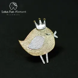 Gioielli Momento divertimento Lotus Real 925 Sterling Silver fatti a mano Gioielli adorabili Bird Design Bird Design Broche per donne
