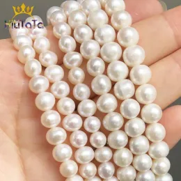 Pasma AA+ Naturalne białe koraliki z białej perłowej perełki do biżuterii DIY Making Branslet Naszyjnik 15 "67 mm 78 mm 89 mm