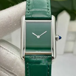 Comando orologi automatici movimenti Cartier Certificato originale Rilascio rapido Nuovo serbatoio Green Plate Quart Watch Womens WSTA0056