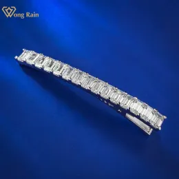 Jóias Wong Rain 100% 925 Sterling Silver Emerald Cut 1Ct Lab Sapphire Gemstone Women Barrettes Party Fine Hair Jewelry Gifts Wholesale