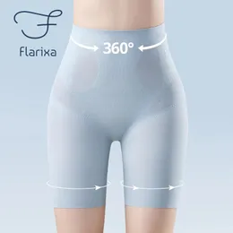 Flarixa سلس جسم الصيادين النساء شورتات سلامة الحرير الجليدية رقيقة عالية الخصر الحد من البطن تقليل سراويل داخلية التخسيس الملابس الداخلية 240415