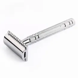 Blades YINTAL Men's Bronze Classic Doublesided Manual Razor Long Handle 3piece Safety Razor Bright Silver