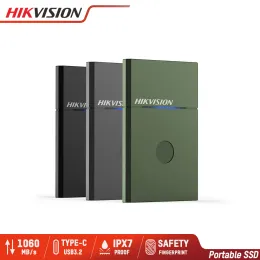 Enheter Hikvision Portable SSD 500 GB extern SSD -disk enhet 1000 GB SSD USB3.2 Typec Safe Fast Solid State Disk Ersätt HDD