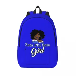 أكياس مخصصة Zeta Girl Canvas Backpack Women Men Fashion Bookbag for School College Zeta Phi Beta Portisty Facs