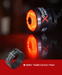 Luzes Enfitnix Xlite200 Aviso de bicicleta Night Light Smart Tail Light Automático Freio traseiro Fibra de carbono Ultra Bright