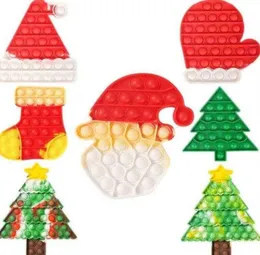 Christmas Tree Stocking Mitten Shape Push Toys Bubbles per Board Tie Dye Xmas Santa Clause Hat Caps Mitt Pooits Fin7507953