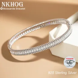 Fios nkhog 100% s925 prata 2mm moissanite bangle passa diamante teste GRA Certificado 18k Bracelete de ouro Jóias de luxo Presente de jóias