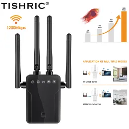 Roteadores tishric 2.4/5g wi -fi repetidor de roteador wifi extensor 1200mbps wi -fi amplificador de sinal de longa faixa repetidor de wifi de longa distância