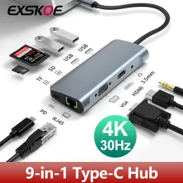 Станции 9IN1 DOCK USB TYPE C TO HDMI ADAPTER для MacBook Samsung Dex Galaxy S10/S9 USBC Converter HDMI