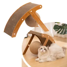 Toys Cat Board Placa de madeira Cat Frame Gato vertical resistente a brinquedos de gato de gato rotativo corda sisal Curve Cat Grab Ball