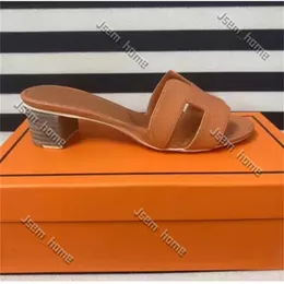 Luxury Summer H Designer Sandals Women Oran Loafers Shoes Gunuine Leather Sandal Slipper High Heel Sandal Classic Flat Slides Beach Slipper Box 374
