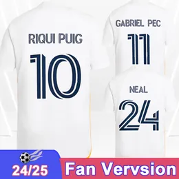 24 25 LA Galaxy Mens Soccer Jerseys Aude Brugman Fagundez Delgado Joveljic Cuevas Cerrillo Home Белая футбольная рубашка с коротким рукавом