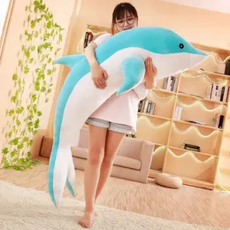 Grande peluche peluche Pelle giocattolo di delfino imbottito Bambola per sacchetti di bracioli per animali da mare per bambini Regalo di compleanno per bambini 240422