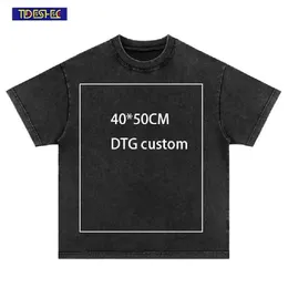 TIDESHEC Hiphop Tir Shirt Streetwear DTG Gráficos personalizados Cotton Men Oversize Harajuku Men vintage Mangas curtas personalizadas 240412