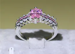 Brand Marquise Cut Pink Sapphire Jewelry White Gold Pieno Wedding Engagement Band Ring per Women Bride Squisite Regalo Dimensioni 5108065072