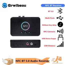 Adattatore NFC 5.0 Ricevitore Bluetooth A2DP AUX 3,5 mm Jack USB Smart Playback Stereo Audio Wireless Adattatore per altoparlanti del kit per auto