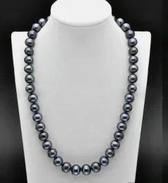 Halsband Natural 89mm AAA+ Tahitian Black Blue Pearl Necklace 14K Gold 24 "Fine JewelryJewelry Making