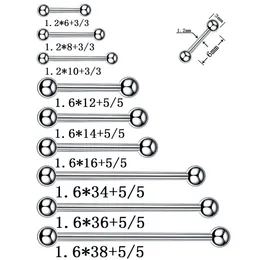 5 PC Stahlkugeln Industriegerüste gerade Langhantelohr Piercing Zungenstange Augenbrauen Tragus Nippelring 240409