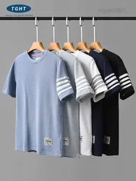 TB Waffle Short Sleeved T-Shirt for Mens Summer Summer Quick Drying Four Bar Bar Disted Sleeved Base Shirt للرجال