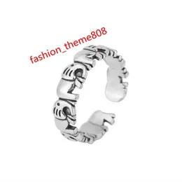 Popularna moda zwierząt Pierścienie grupa słoni ręcznie robione wykwintne pierścienie słoni biżuteria miedziana