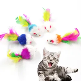 ألعاب Rllk New Rabbit Fur False Mouse Pet Cat Toys Feather Feather Rainbow Ball Toyts Cayts Funder Play Toys for Cats Hitten Cat Toy