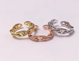Fashion Titanium Steel Brand Rose Gold Silver Open Narro H Rings for Women Men Love Ring Party Wedding Valentine039s Day Gift J1417750