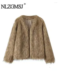 Giacche da donna Nlzgmsj Donne Furx Furx Furx Cropped Giaccata Donna Luxury Furry Cardigan Caldo Inverno 2024 Abbigliamento