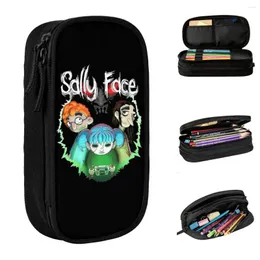 Fãs clássicos de jogos Sally Face Personagens Lápis Case Lápisses Pen Kids Big Capacate Bags alunos presentes da escola