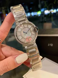 Luxury Unisex Floating Crystal Diamonds Calender Digital Quartz Watch Business Dress Watch Lysande pekare med rostfritt stållänkarmband