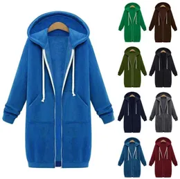 Litthing Casual Spring 2019 Hoodie Zipper Uzun Ceket Sweatshirt Kadın PS Boyut 5xl Gevşek Büyük Boy Ceket Kadın Hoodies T2009144644317