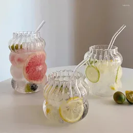 Бокалы для вина ins ins cup cup transparent stripe водяная кружка пить чайный сок молоко кофе дома кухонная вечеринка барная посуда