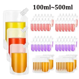 Bolsas 30pcs ~ 10pcs plástico stand -up saco de viagem Drink Drink Spout bolsas de bico transparentes Bolsas de armazenamento de suco de viagem ao ar livre