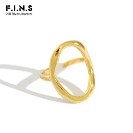 Ringe F.I.N.S INS STYLE Heißverkauf Geometrische Hollowout -Finger -Ring -Persönlichkeit 925 Sterling Silber Big Verstellbarer Ring Hochzeitsfeier