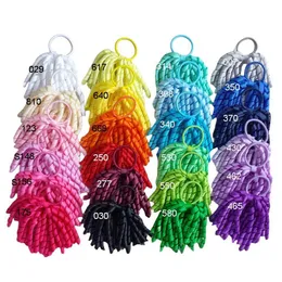 Dziewczyna Elastyczna opaska do włosów Ponytail Holders 5 "Korker Curling Trubons Pętla Tassel Plain Streamer Korker Kokarki do włosów Klipsy Opaska na głowę 10pcs PD002