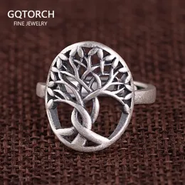 Set Real 925 Sterling Silver Tree of Life for Women Hollow Design Anelli Orecchini a sospensione Set di gioielli antide vichinghi