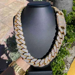 Catena cubana Miami di alta qualità da 22 mm a catena ghiacciata pronta per la spedizione 10k Gold VVS Lab Crown Diamond Chain Cuban Link Cuban