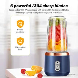 Juicers 400ml de dupla xícara multifuncional espremedor USB Charging misturador de frutas portátil liquidador elétrico liquidador