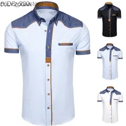 Herrenhemden Zogaa Herrenhemd Mode Denim Kurzärmele formale Herren Sommerkleidung Top Ultra-dünn Baumwolle Plus Größe Mens Shirt YQ240422