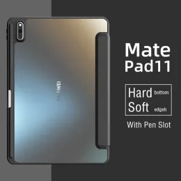 Ständer Tablet Fall für Huawei Matepad 11 10.4 Pro 11 10.8 Ehrenpad V6 V7 10,4 Zoll Triufold Clear Hard Cover Funda mit Bleistifthalter