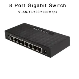 Switches 8Port Gigabit Switch 10/100/1000Mbps VLAN Hub Ethernet Switch RJ45 Desktop Network LAN Switch Full Half duplex Exchange
