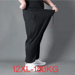 Summer Men Spodnie sportowe swobodne spodnie dresowe cienki swobodny plus 11xl 12xl luźne elastyczność spodnie oddychające 240410