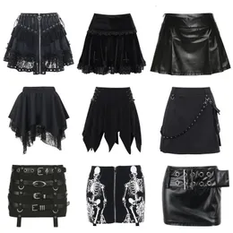 Gothic Miniröcke Schwarze Frauen mit hoher Taille Rock y2k Stil Harajuku Punk Goth Dark Grunge Streetwear Frauen 240421