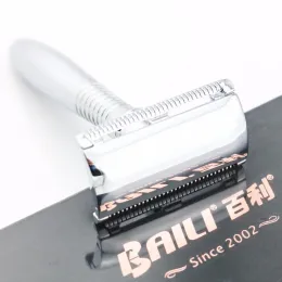 Blades BAILI Safety Razor Silver Long handle ZAMAK Zinc Alloy +5 Blades +Case BD191 Excellent quality 1SET/LOT NEW