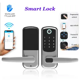 Control Smart Hotel Handle Lock IC Card Bluetooth TTLOCK App Unlock Optional Wifi Hub Digital Door Lock Rent Apartment Lock