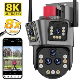 Kameralar 6K HD WiFi IP Kamera 8x Zoom Beş Lens PTZ Kamera Açık Üç Ekran Otomatik İzleme Açık Video Gözetleme Kamerası IPC360