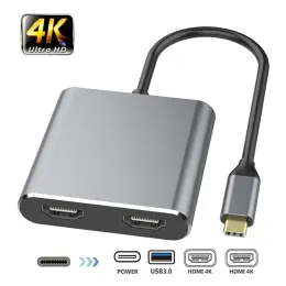 Piasty 4 w 1 USBC Type C do 4K HDMI Adapter Converter Laptop Docking Station Multi Port Typec do 1080p VGA Digital Av Adapter Hub